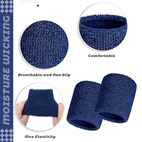 Image of Bememo 24 Pcs Wrist Sweatbands Bulk Sports Wrist Bands for Men Women Breathable Athletic Tennis Wristbands Stretchy Absorbent Cotton Terry for Basketball, Baseball, Gym, Working Out