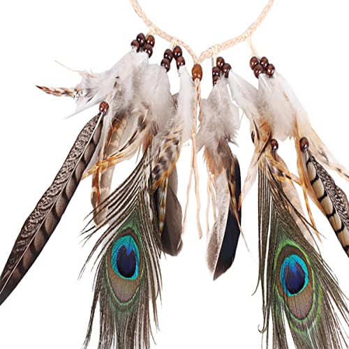 Indian Feather Headdress Peacock Hippie Headband Boho Headwear Carnival Head Pieces for Necklace Waistband Hair Accessories Masquerade Fancy Dress Party Festival (Style 7) - Image 2
