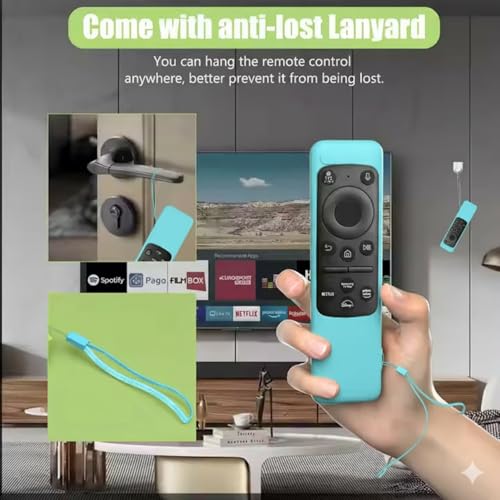 Image of Silicone TV Remote Cover Compatible with Samsung Smart TV Remote 2023 BN59-01432G BN59-01432A (Samsung Smart TV 2023 Model Solar Remote Cover - Style 3, Luminiscent Blue)