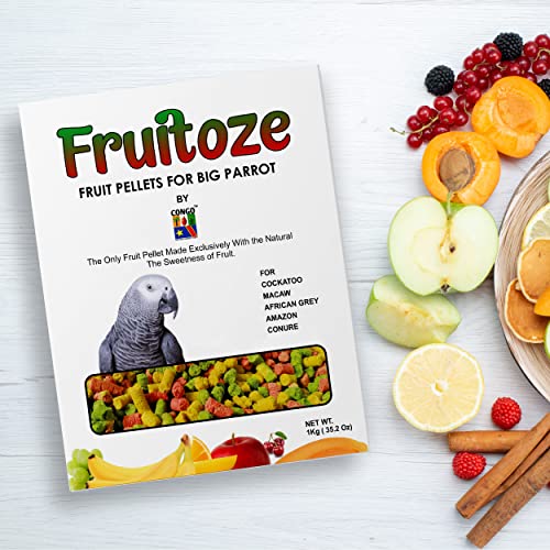 Congo-Premium-1kg-Fruitoze-Fruit-Pellets-for-Cockatoo-Macaw-African-Grey-Amazon-and-Conure-Parrots-1000gm