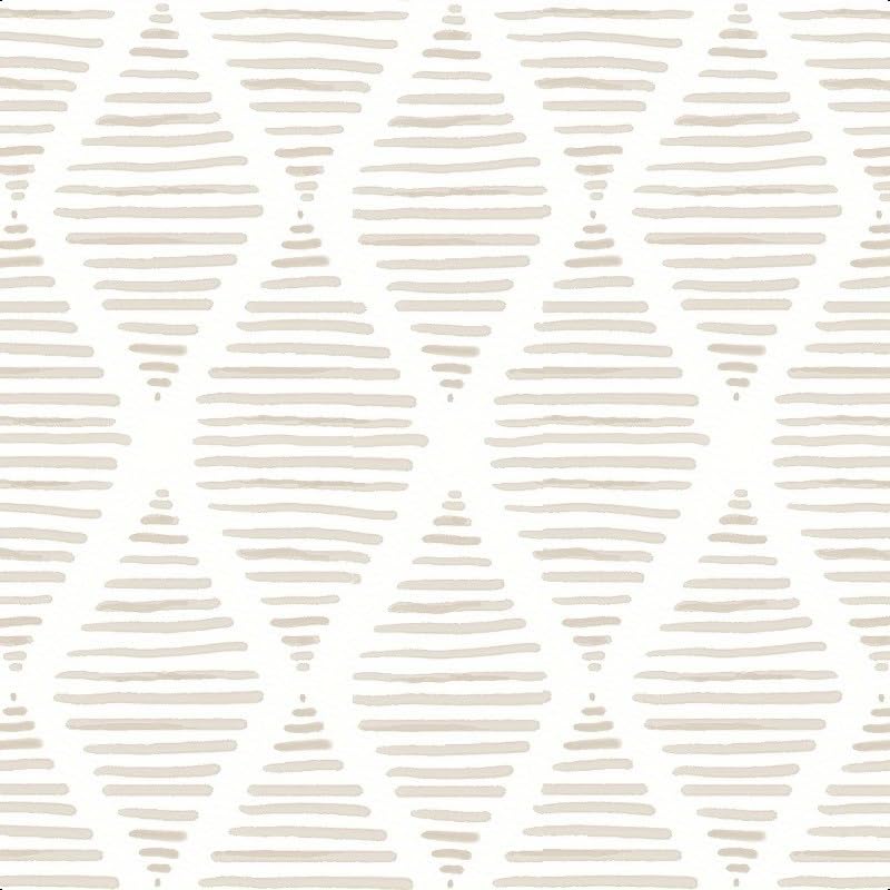 Beige Geometric Wallpaper,44 x 1000 cm Stripe Self Adhesive Wallpaper Yellow Brown and White Wall paper Peel and Stick Wall paper Self Adhesive Furniture Wrap for Living Room,Bathroom,Cabinet,Drawer — image 1