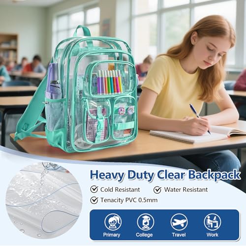 Image of Clear Backpack, Heavy Duty PVC Transparent Backpack with Reinforced Bottom, See Through Multiple Pockets Large Capacity Bookbag for Work Security Travel Festival