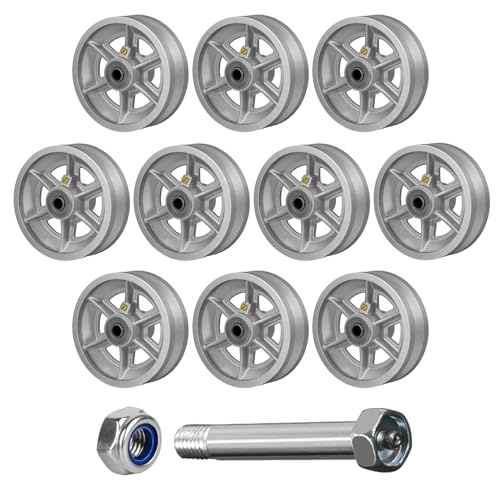 Image of 6 Inch V-Groove Steel Wheel, 7 /8 inch Wide 90 Groove, Fits 1 inch Angle Iron Track, Heavy Duty Industrial Track Wheel with Relief Groove, High Load Capacity(10 Pack)
