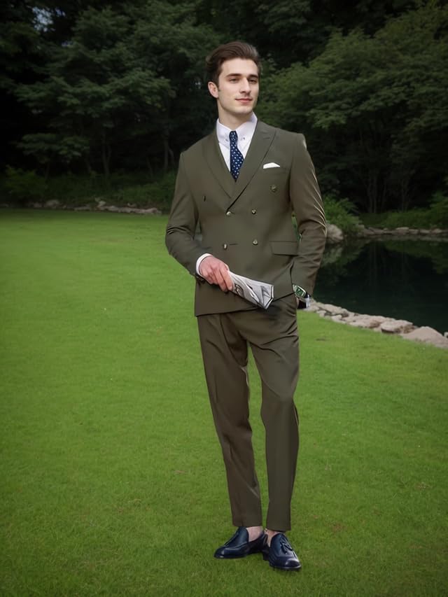 Men's Suits Double Breasted Bespoke Peaked Lapel Formal Blazer Slim Fit 2 Piece Jacket Pants2