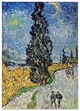 Vincent Van Gogh “ Road with Cypress and Star ” Poster 16.53inch×11.69inch(A3)【Made in Japan】＜fine Art Paper Print＞Print on a Thick Sheet of Paper Painting Wall Art