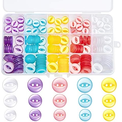 WILLBOND 225 Piezas Botones Redondos de Ojo de Pez 2 Agujeros Cover
