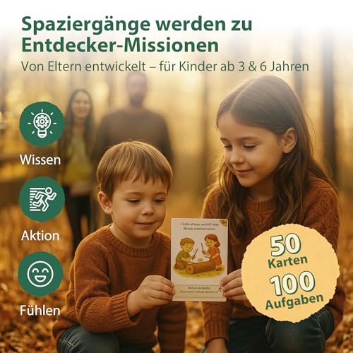 Heldenzimmer Entdeckerkarten Kinder – Suchspiel mit 100 Aufgaben | 50 Doppelseitige Karten, 2 Altersstufen, 16 Abzeichen | Indoor, Outdoor & Stadt (Natur-Entdecker)