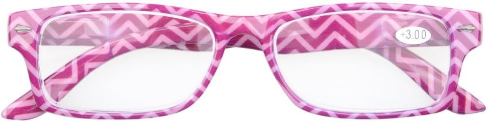 Eyekepper 5-Pack Patterned Reading Glasses Spring Hinges Rectangular Reader Eyeglasses for Women Reading