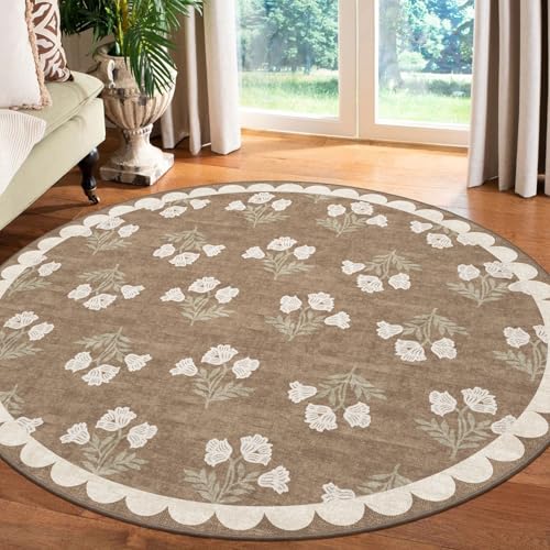 Othilic Tan 6ft Floral Rug