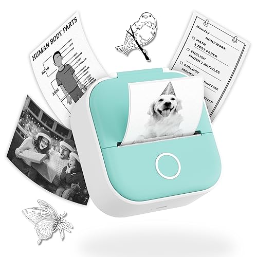 Omezizy T02 Sticker Printer - Thermal Bluetooth Mini Printer with 1 Roll Sticker Paper, Sticker...