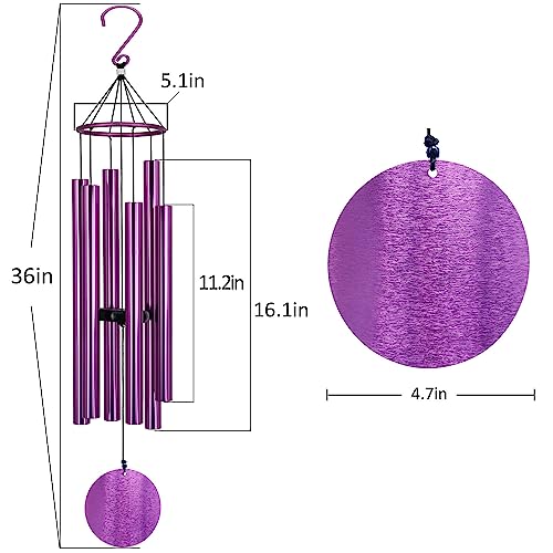 Memorial Wind Chimes Outdoor Large Deep Tone,36 Inch Wind Chimes Unique Tuned Relaxing Soothing Melody,Sympathy Windchimes For Mom,Dad，Garden, Yard, Patio, Porch，Home Decoration And Gift,(Purple) #TOP3
