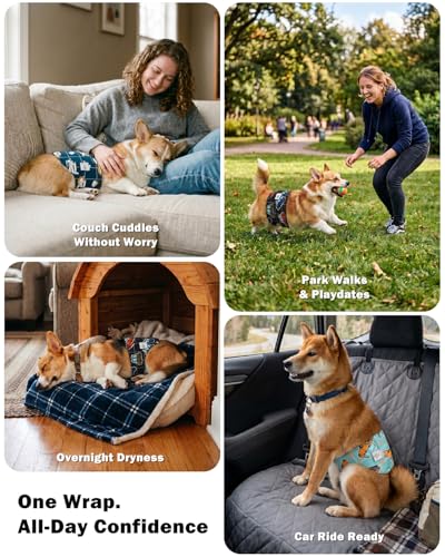 Image of CuteBone Dog Diapers Male Belly Bands 3 Pack for Male Dogs Reusable Puppy Wraps