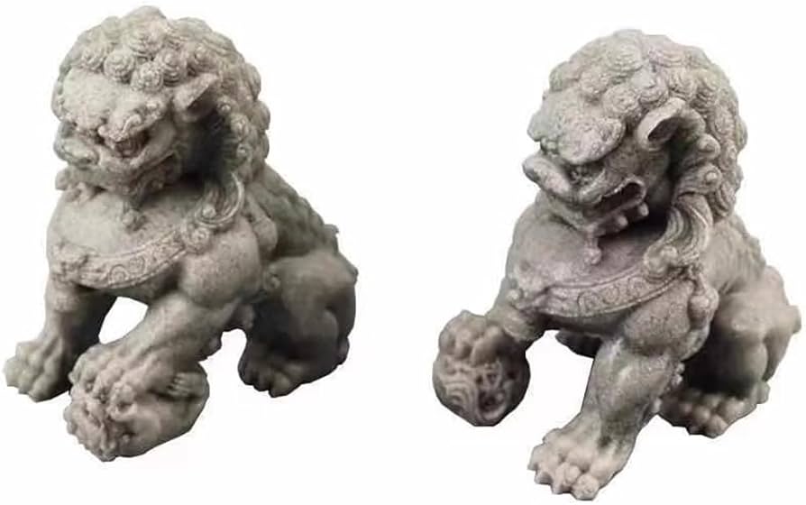 骨董 狛犬獅子雄雌一対