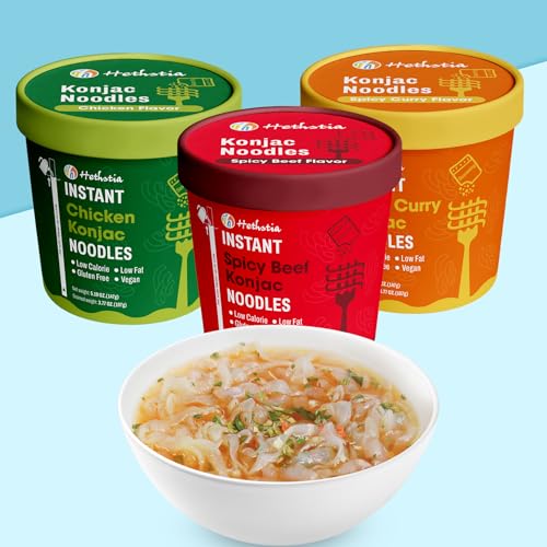 Image of Hethstia Konjac Noodle, 6-Pack Pre-cooked Low Carb Shirataki Pho Soup Variety Flavor (Chicken, Spicy Curry, Spicy Beef)- Low-Calorie, Sugar-Free, Vegan, Gluten-Free, 34.32oz Keto-Friendly Asian Meal