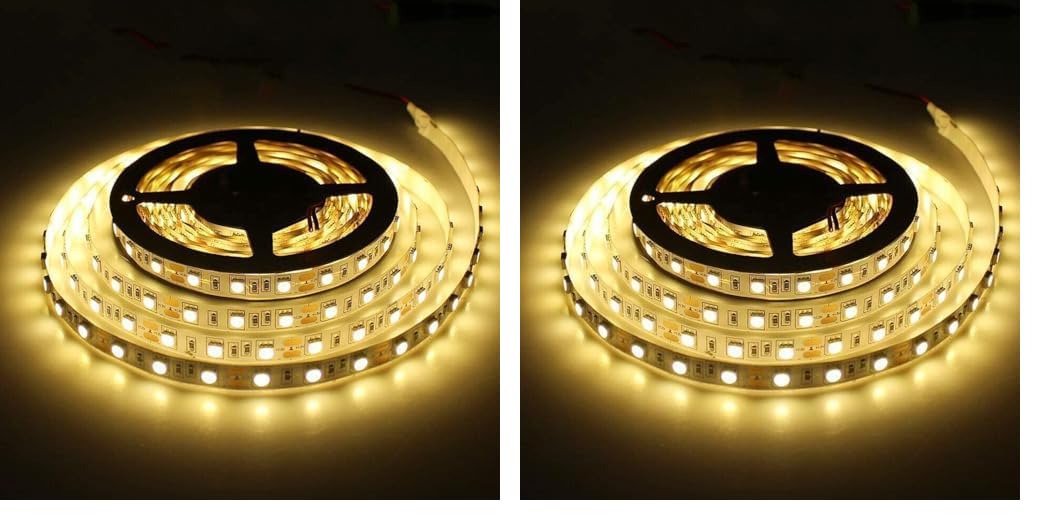 Gm Radion Led Strip Light Flexible 5meter 45w-led 12vdc Rope Light Tape Ip20,60 Led/meter With 22 Lumen/led, Light For Mirror, Kitchen Cabinet, Bedroom, Living Room Home Business Indoor(Warm White)