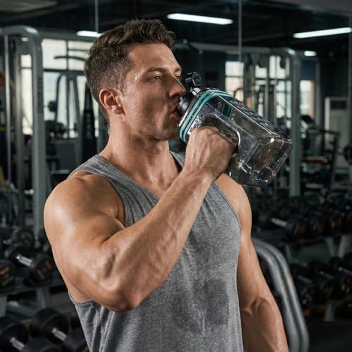 Image of 2.2L Half Gallon Water Bottle with Time Marker & Handle - Large Leakproof Motivational Sports Jug for Gym, Workout, Office & Outdoor Hydration - BPA Free Reusable Container (Black)