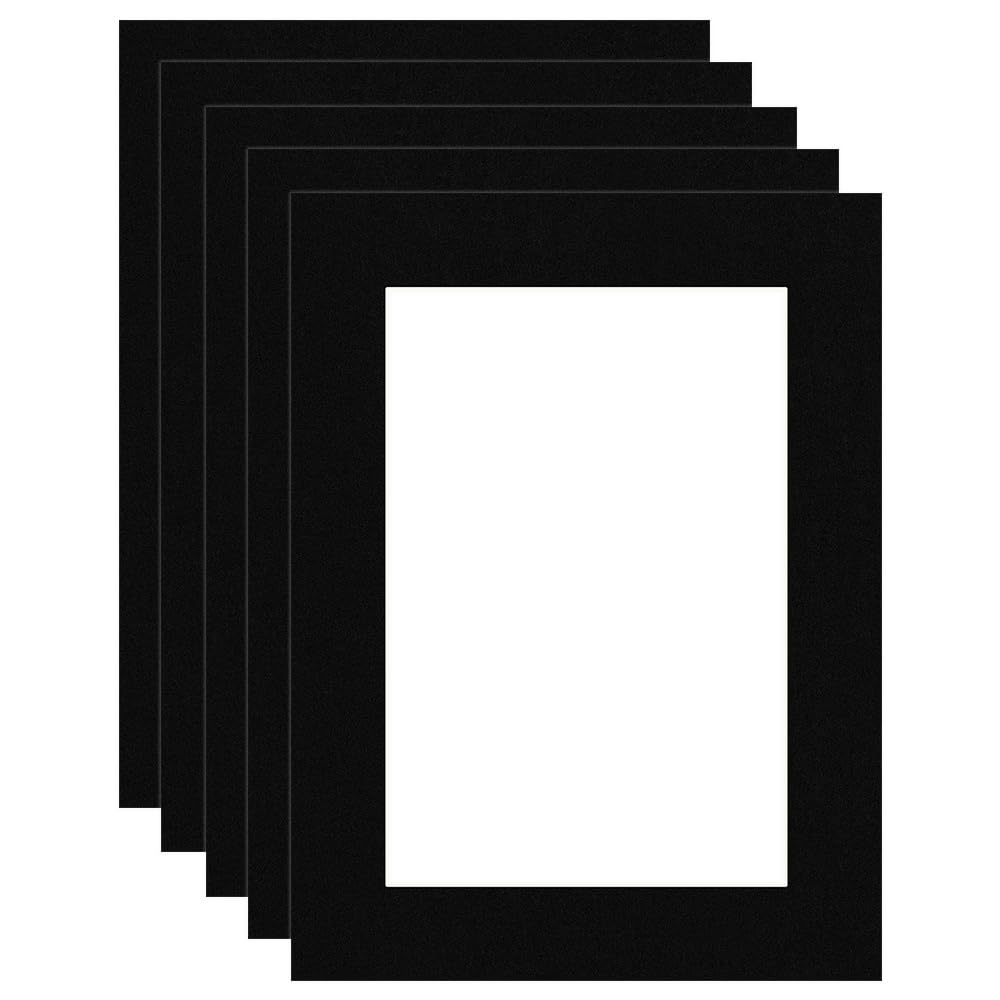 Procut Global 24x18" Black Picture Mounts Board to Fit 18x12" Aperture Size - Photo Mount Card Ideal for Prints, Artwork, Crafts & Certificates - Sizes & Colors Available - Pack of 5 โ image 1