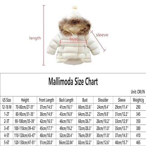 Mallimoda Baby Boys Girls Down Jacket Toddler Winter Warm Puffer Down Coat Cotton Hooded Fur Snowsuit Beige 12-18 Month thumb #4