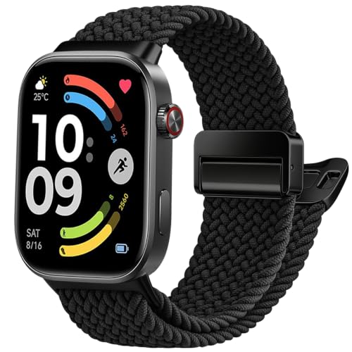 Image of Tobfit Stretchy Nylon Braided Band for Redmi Watch 6 /Redmi Watch5 /4 & Xiaomi Smart Band 8 Pro /9 Pro - Breathable, Adjustable Quick-Release Replacement Strap