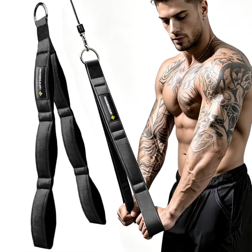MANUEKLEAR 3 Grip Lengths in 1 Tricep Rope Cable Attachment with Ergonomic Handles Greater ROM for Tricep Push Down Attachment Professional Gym Rope for Overhead Extension