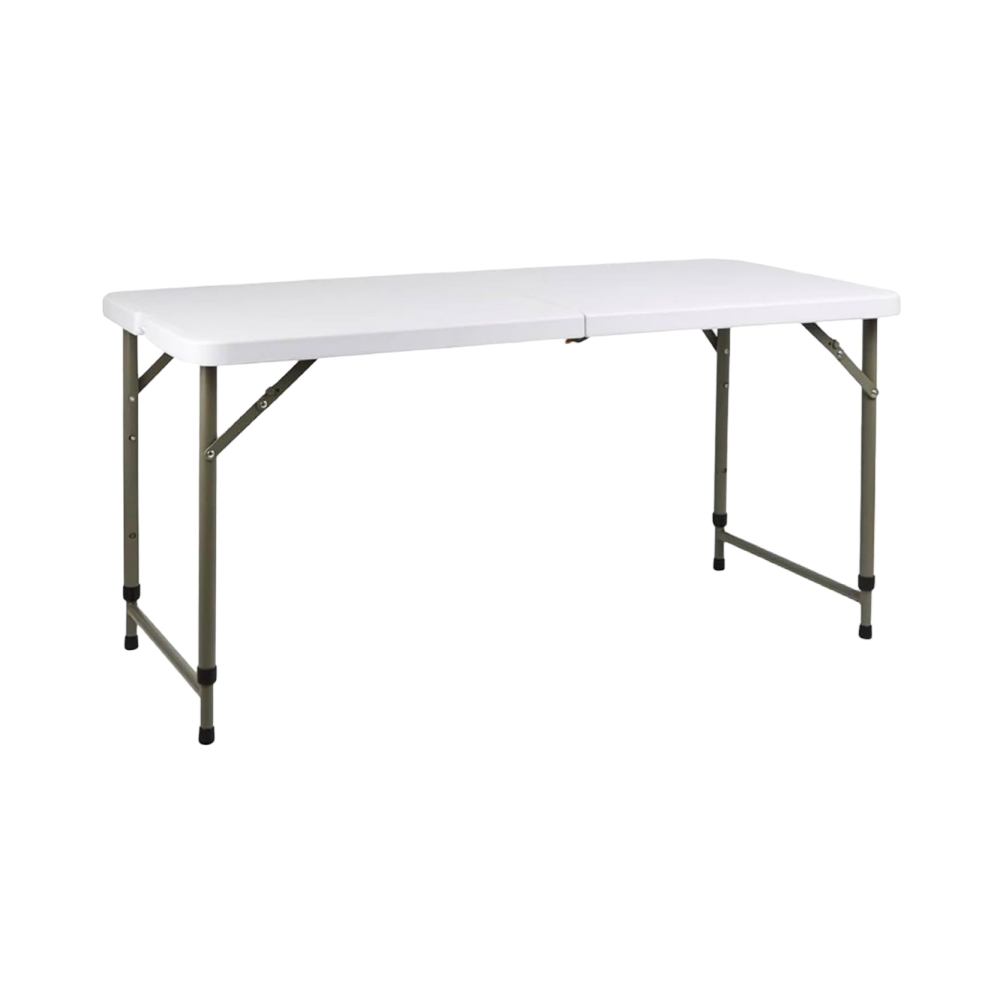 REQUISITE NEEDS Heavy Duty 4ft Trestle Folding Table Plastic Trestle for Garden Patio BBQ Picnic Party Dining Camping Catering Market White with Carrying Handle