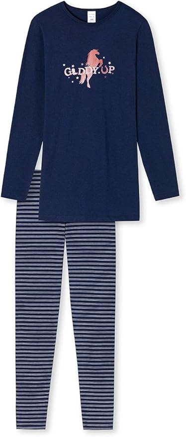 Schiesser Schiesser Mädchen Schlafanzug Lang 143933, blau, 104 Schlafanzüge