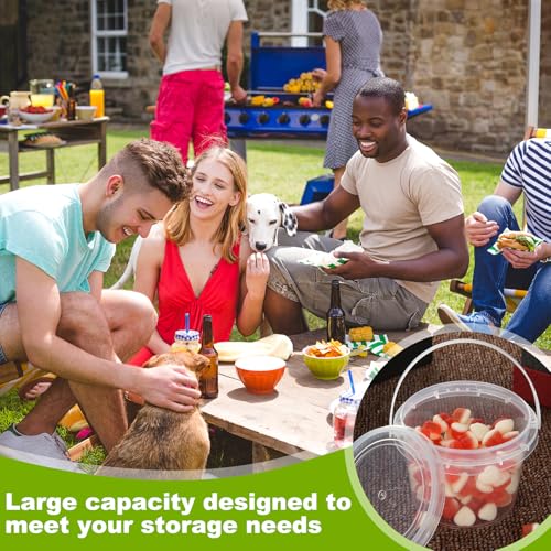 Image of 18 PCS 68 oz Plastic Ice Cream Containers, Clear Buckets with Lids and Handles, 2000ml Cocktail Rum Buckets for Snacks Deli Fruits, Drinks