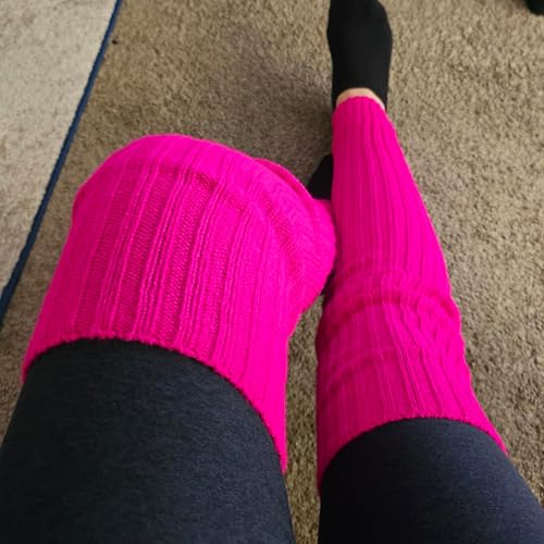 Image of Women's Cable Knit Leg Warmers - Ribbed Knee High Boot Socks for Winter, Layering & Dance Warmups