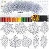 Winlyn 27 Sets Fall Leaf Suncatchers Ornaments DIY Window Paint Art Fall Craft Kits Maple Leaf Sun Catchers Painting Kits for Kids Classroom Activities Art Project Thanksgiving Autumn Party Decoration #1