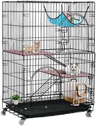Amazon.co.jp: Shinyever 猫 ケージ 2段 大型 キャットケージ 長さ76cm 