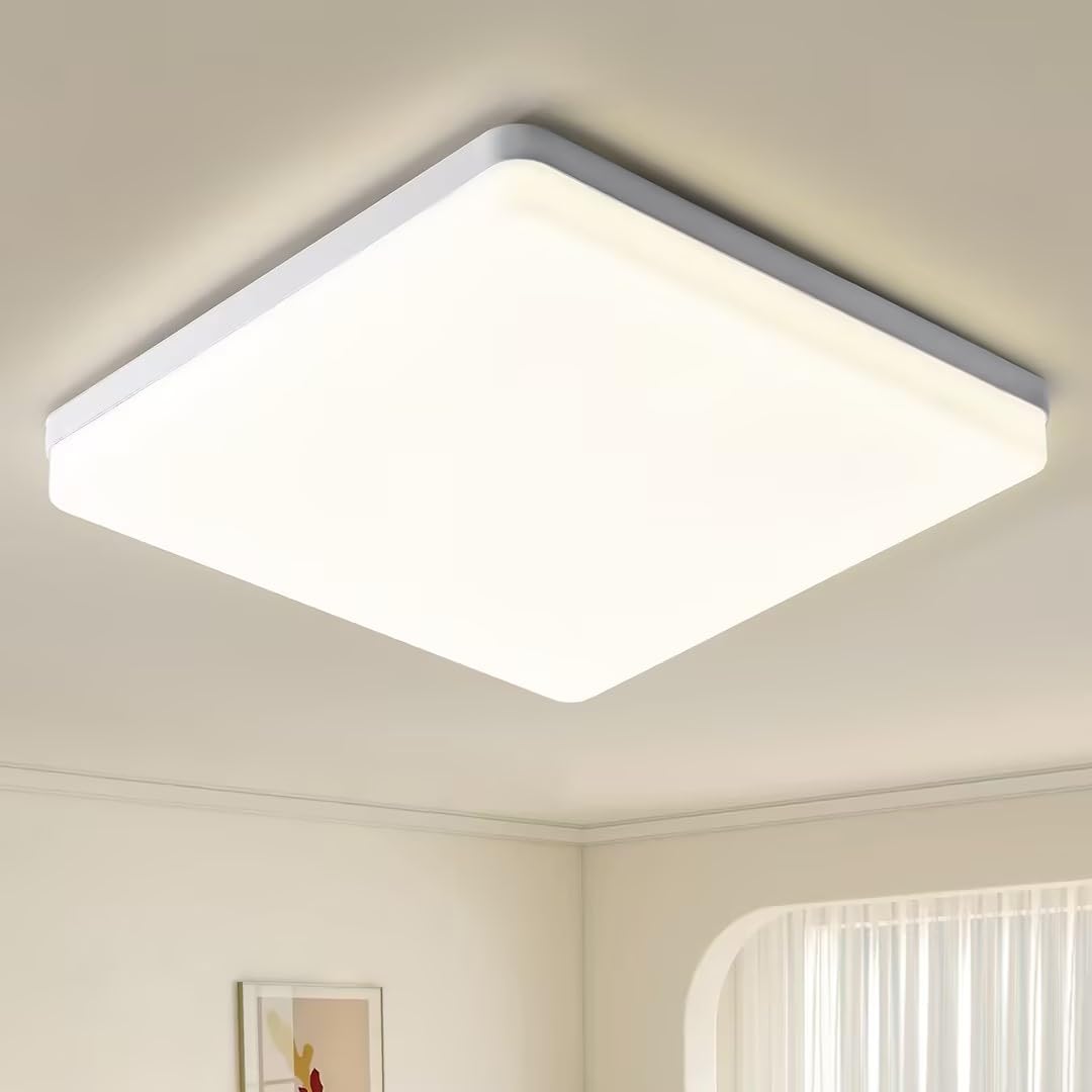 Riserva Plafon LED Techo Cuadrada 48W, 5400LM IP44 Lámpara de Techo LED Moderna 4500K Luz Blanca Natural, 30cm Luz de Techo para Baño, Dormitorio, Cocina, Salón, Balcón, Oficina, Pasillo