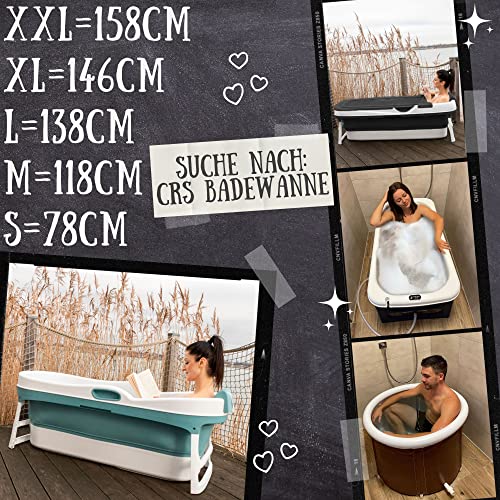 CRS faltbare Badewanne Erwachsene XXL 158cm | Klappbare mobile Badewanne für Dusche und Badezimmer | tragbare Klappbadewanne zum Aufstellen Blau – Bild 7
