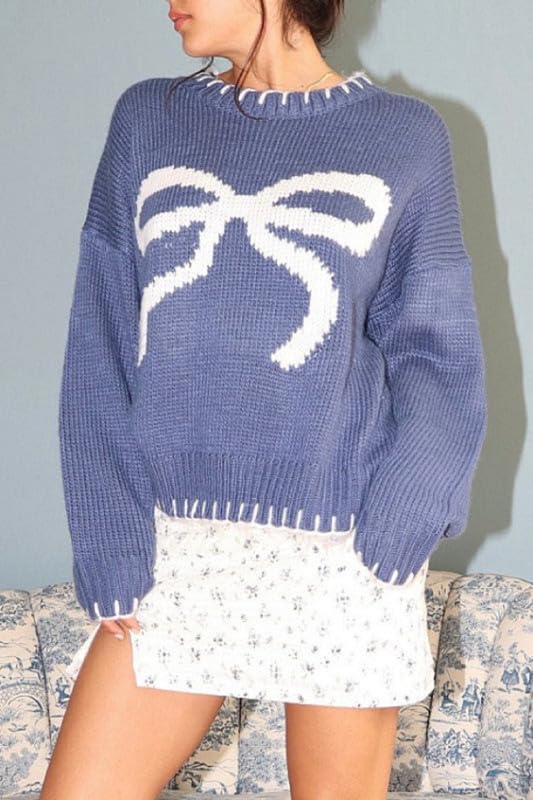 Women Y2K Graphic Sweater Top Long Sleeve Knit Print Pullover Oversized Loose Aesthetic Fall Sweatshirt3