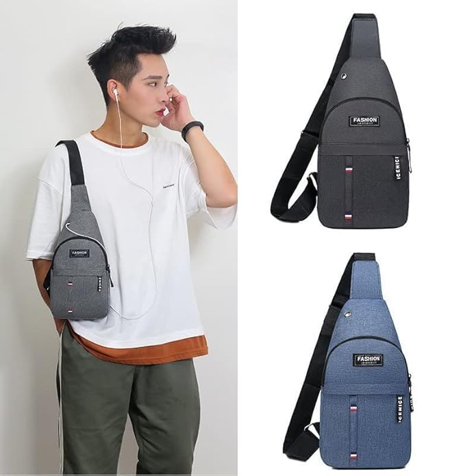 Careflection Casual Sling Backpack, Grey Crossbody Chest Bag, Lightweight Tactical Messenger Bag for Men Women, Outdoor Hiking Cycling Daypack Multicolor