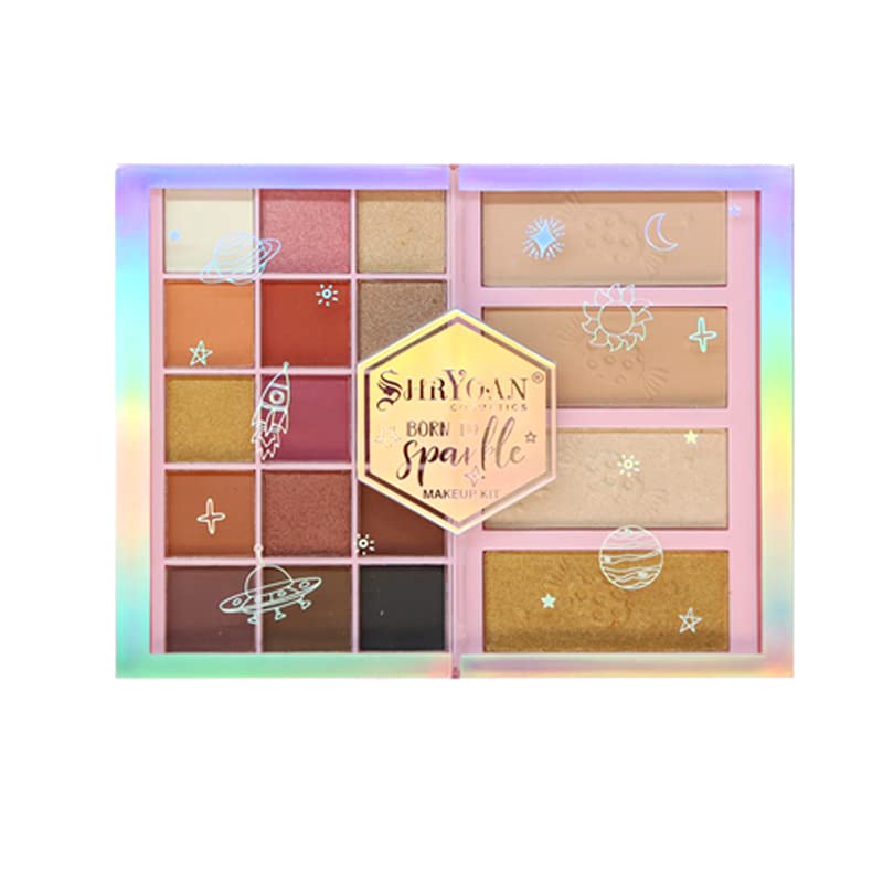 Shryoan Born to Sparkle Eyeshadow, Highlighter & Compact Powder Makeup Kit | Easy to Blend, Smooth Texture & Best for Professional Use and Personal Use (39g) (Shade 01)-image-42