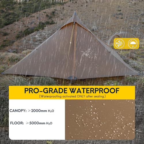 Image of LANSHAN Ultralight Waterproof 1-2 Person Backpacking Tent | Ultralight waterproof nylon, pitch anywhere, for camping & travel.