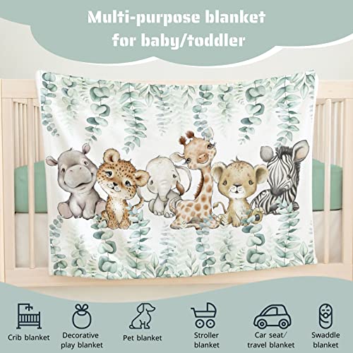 Hawskgfub Baby Toddler Boy Girl Safari Jungle Animals Blanket Gift, Nursery Elephant Giraffe Zebra Lion Flannel Fleece Swaddling Blankets thumb #4