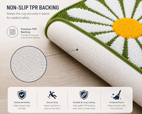 Image of Roseate Flower Anti Skid (40x60 cm) Microfiber 2000 GSM Bath Mat for Bathroom /Bedroom /Door Mat /Floor Mat (Green) Pack of 2