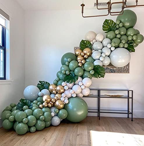 Sage Green Balloon Garland Arch Kit - 154Pcs Avocado Green Balloon With Blush Balloons Gold Balloons And Macaron Gray Balloons For St Patricks Day Decorations Birthday Party Baby Shower #TOP5