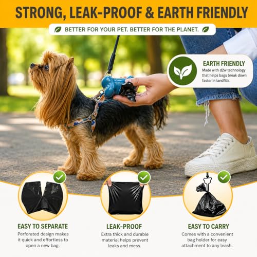 Image of Dog Poop Black Bags with Dispenser (700 Bags) doggy poop bags Pickup Bag 35 Refill Rolls Dog Waste Bags Cat Litter Clamps & Poop Bags (35 Rolls, Uscented)