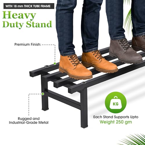 Image of ABJA Heavy Duty Long Plant Stands: 76x24x17.5 cm, Set of 2 Plant Stands for Outdoor Balcony, Indoor Living Room, Pot Stand for Plants Big Size (Set of 2, Black)