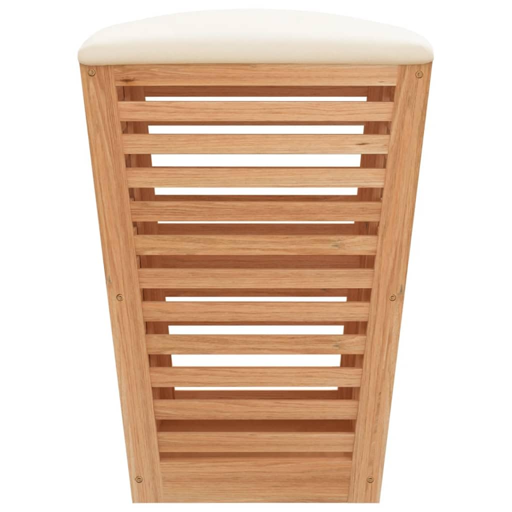 Taburete de baño de madera maciza de nogal, 40,5 x 40,5 x 56 cm, con espacio de almacenamiento y cojín suave, diseño 2 en 1 como asiento y cesta para la ropa sucia, taburete de ducha resistente