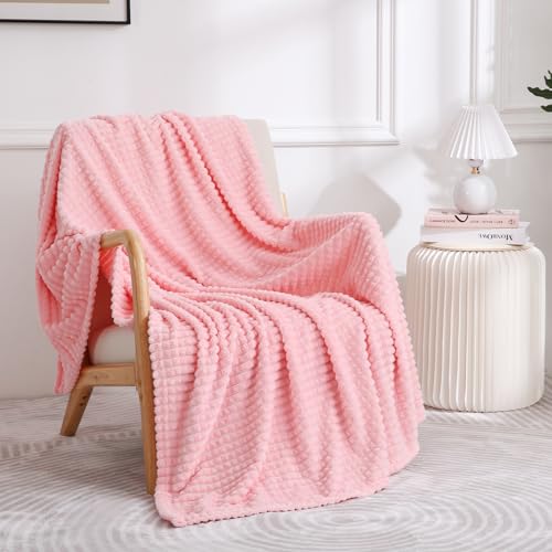 Puncuntex Light Pink Flannel Fleece Throw Blanket 50