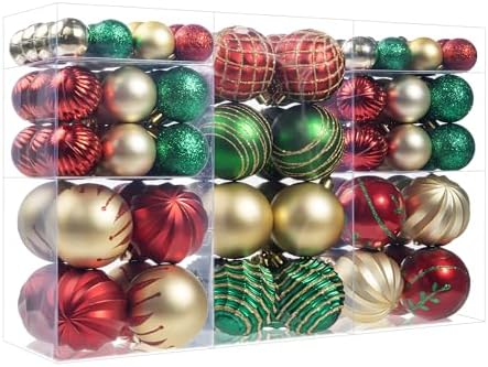 100Pcs Christmas Ball Ornaments Set, Assorted Shatterproof Christ...