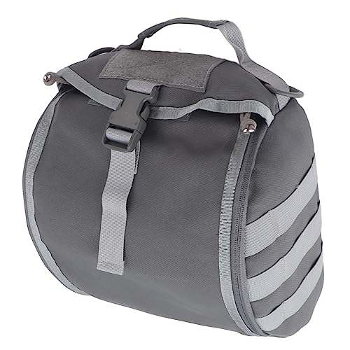 BORDSTRACT Outdoor Helmet Bag, Nylon Waterproof Motorcycle Bike Bicycle Helmet Storage Bag Zipper Pocket Padded InteriorLarge Capacity for Camping HikingTravel Fishing(Gray)4