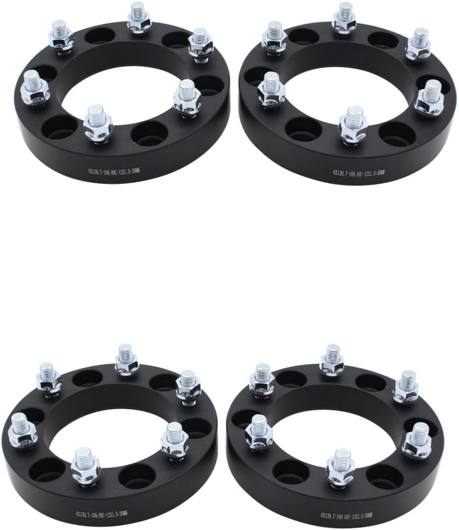 Spurverbreiterungen 4 x 30 mm, 6 Bolzen, passend für Ford Ranger, Toyota Hilux, alle Baujahre(Schwarz)