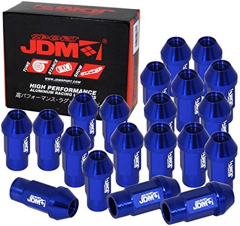 AJP Distributors JDM Sport 20 Pieces Aluminum 50MM Open Ended Lug Nuts Wheels Rims M12x1.25 / M12x1.5 (Blue, M12 x 1.25)