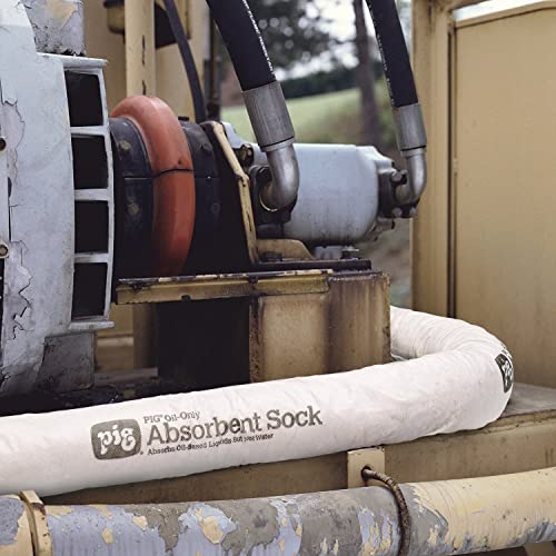 Image of PIG Oil Absorbent Sock - Oil-Only Absorbent Sock - 4 Pack - 3 inch x 48 inch Sock - Absorbs up to 1 Gallon per Sock - PM50055