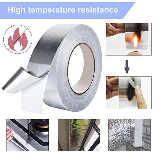 2inch x 5.5Yards Silver Aluminum Foil Tape, 3.9mil Adhesive Aluminum Air Duct Tape for Sealing & Patching Hot and Cold HVAC, Pipe
