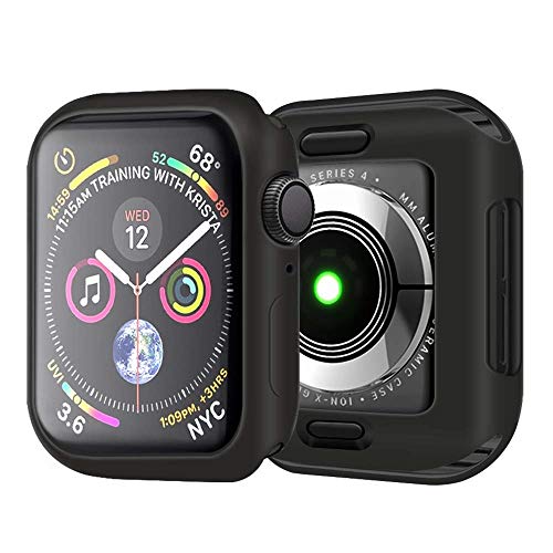 REY Cover in Gel TPU Nero per Apple Watch Series 4 - Series 5 - Series 6- Watch SE 40mm, Ultra Sottile 0,33 mm, Morbido Flessibile, Custodia Silicone